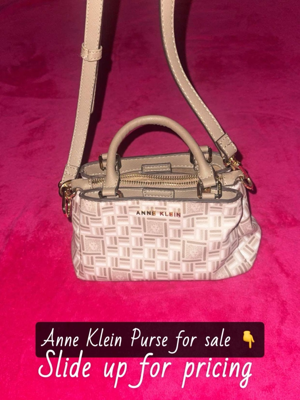 Anne Klein Beige Logo Crossbody Mini Satchel